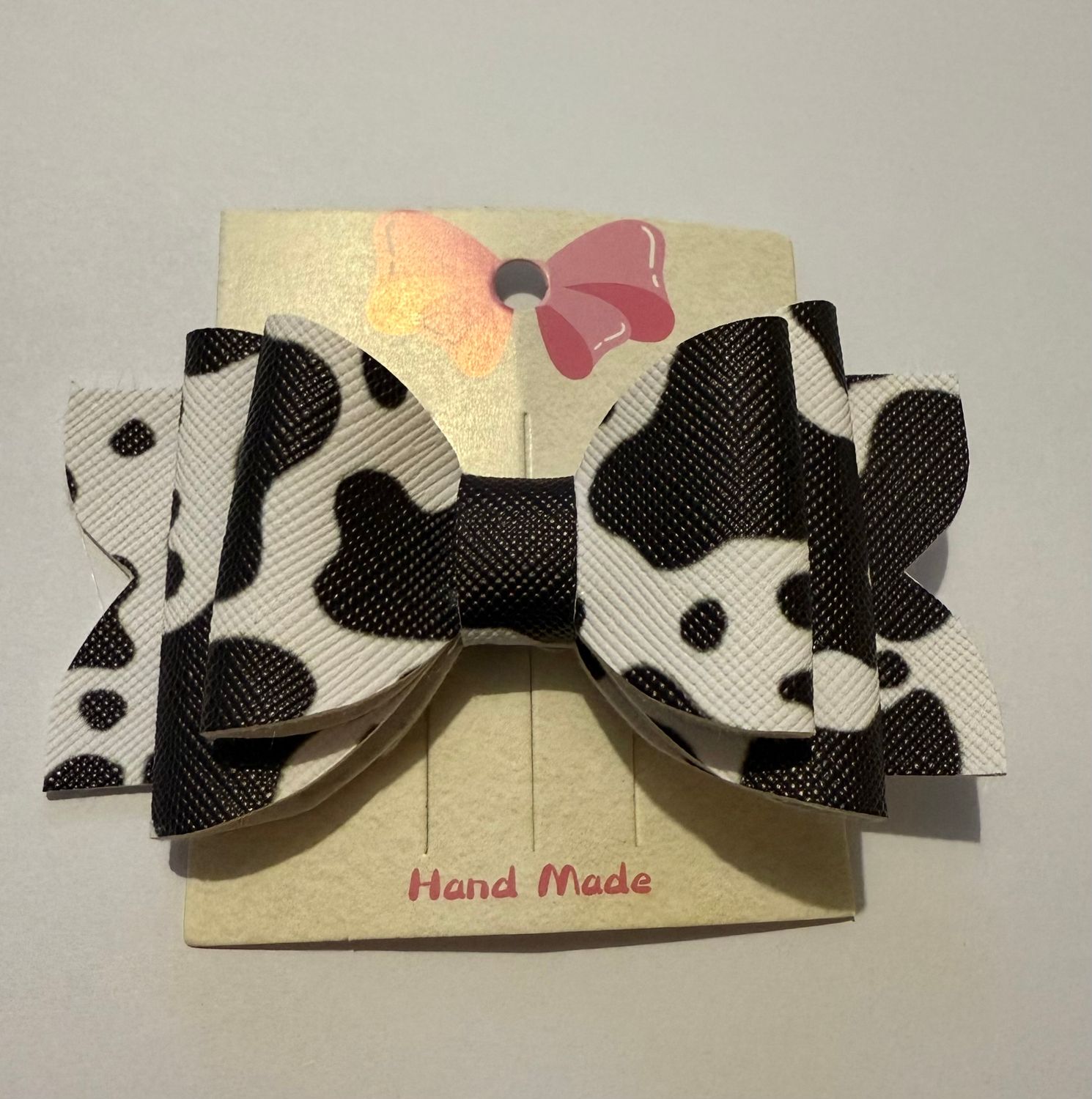 Black Cow Print Bow