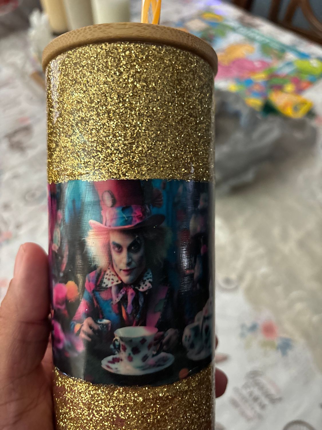 Alice in Wonderland Glitter Tumbler