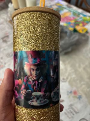 Alice in Wonderland Glitter Tumbler