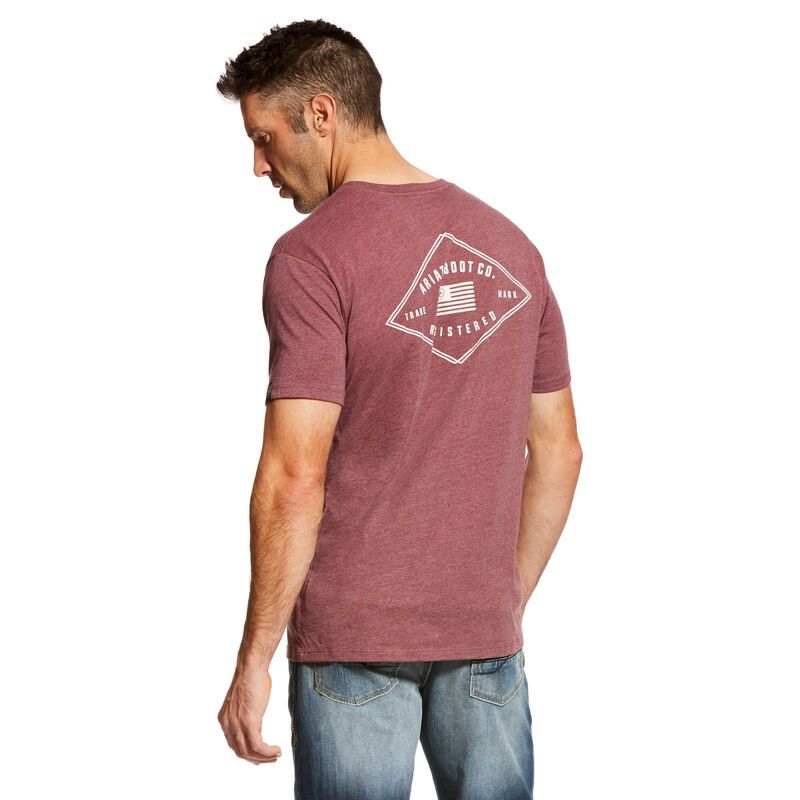 MENS ARIAT US REGISTERED T-SHIRT , Color: Burgundy Hthr, Size: M