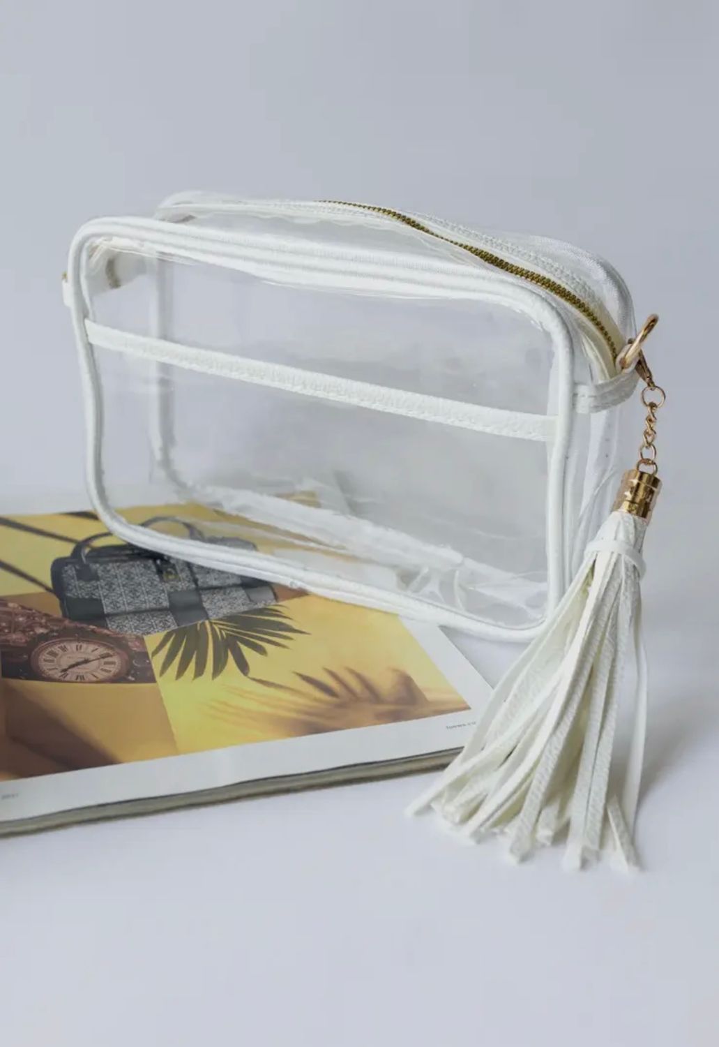 Game Day Clear Crossbody Tassel Bag, Color: White, Size: OS