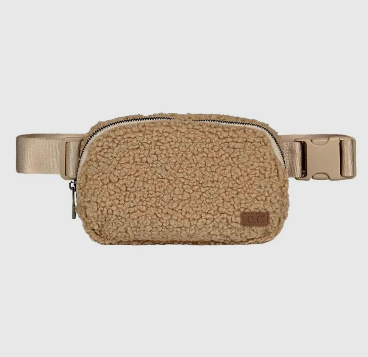 Nina Sherpa Fleece CC Fanny Pack, Color: Camel, Size: OS