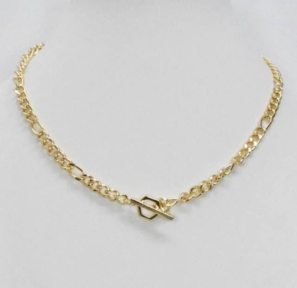 Gold Chain with Toggle Necklace, Color: Gold, Size: 16&quot;-18&quot;