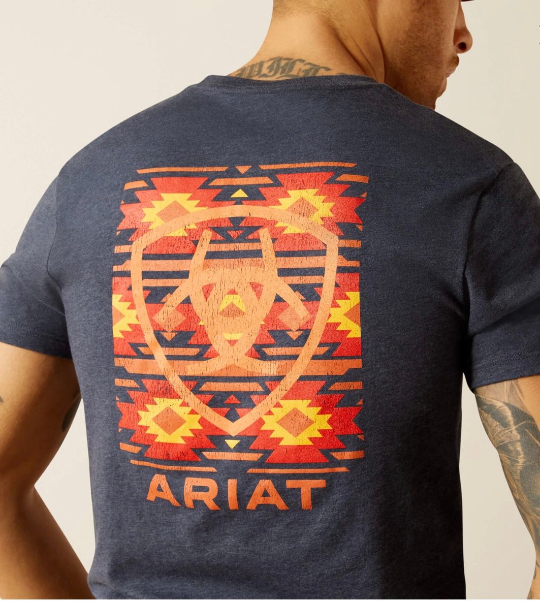 ARIAT MENS EAGLE ROCK SS T-SHIRT, Color: NAVY HTHR, Size: M