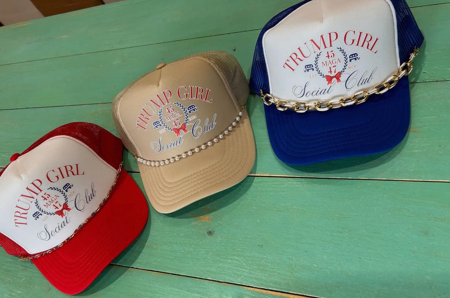 Trump Girl Social Club Trucker Hat, Color: Tan, Size: OS