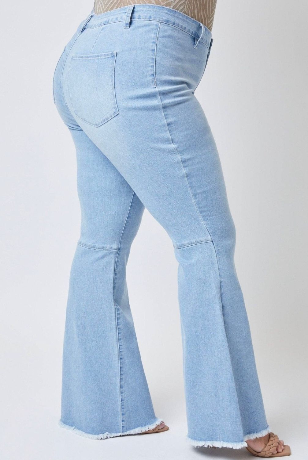YMI Junior Plus Size High-Rise Super Flare Jean, Color: Lt Wash/Q08, Size: 14