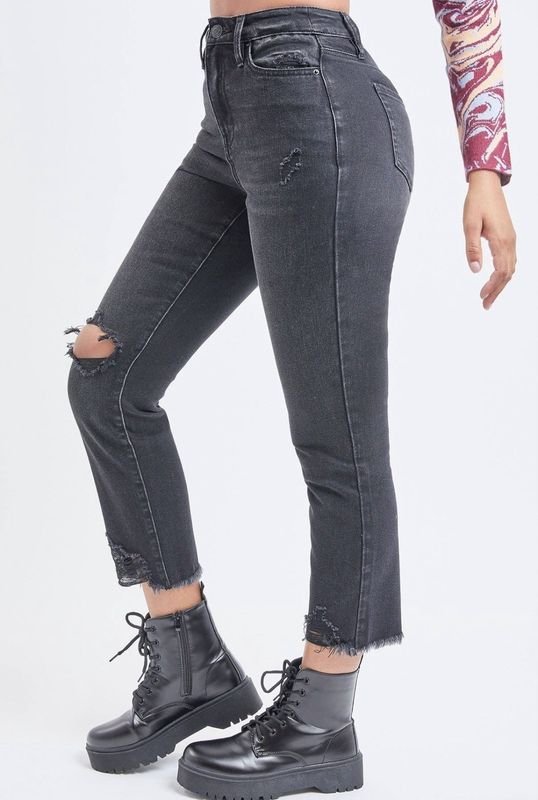 YMI Junior Hybrid Dream High-Rise Straight Jean with Fray Hem