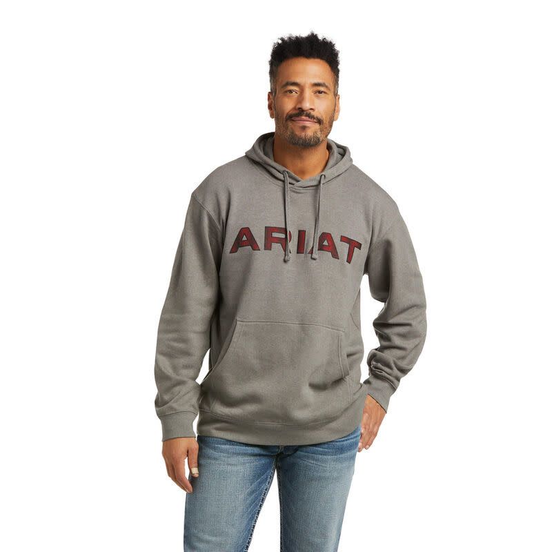 Mens Basic Charcoal Raised Logo Hooded Sweatshirt