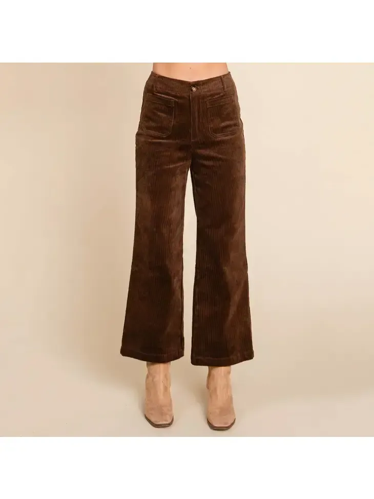 Corduroy Wide Leg High Rise Pants