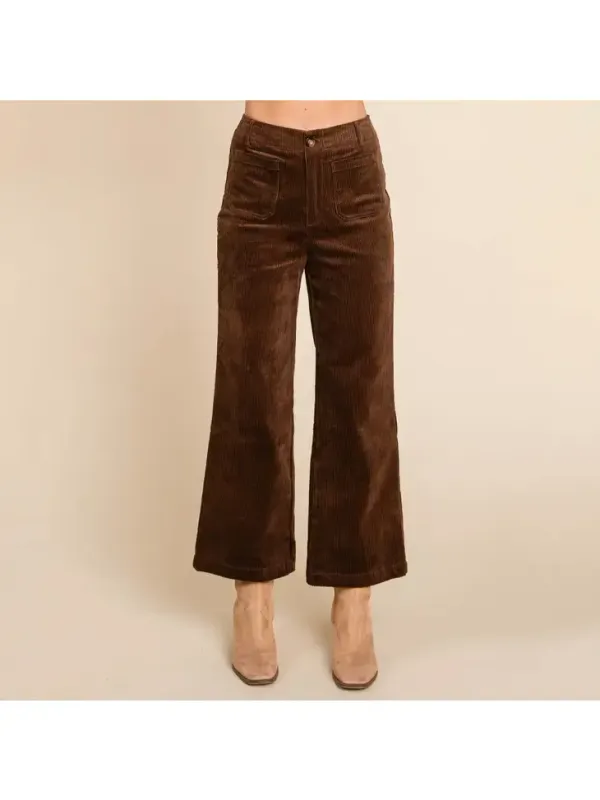 Corduroy Wide Leg High Rise Pants