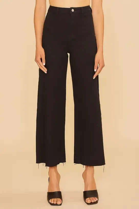 Plus Stretch Wide Leg Black Jeans 
