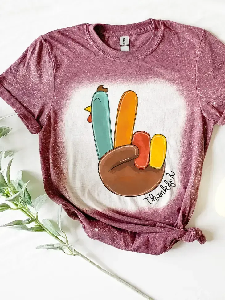 Thankful Turkey Hand Bleached Graphic Tee