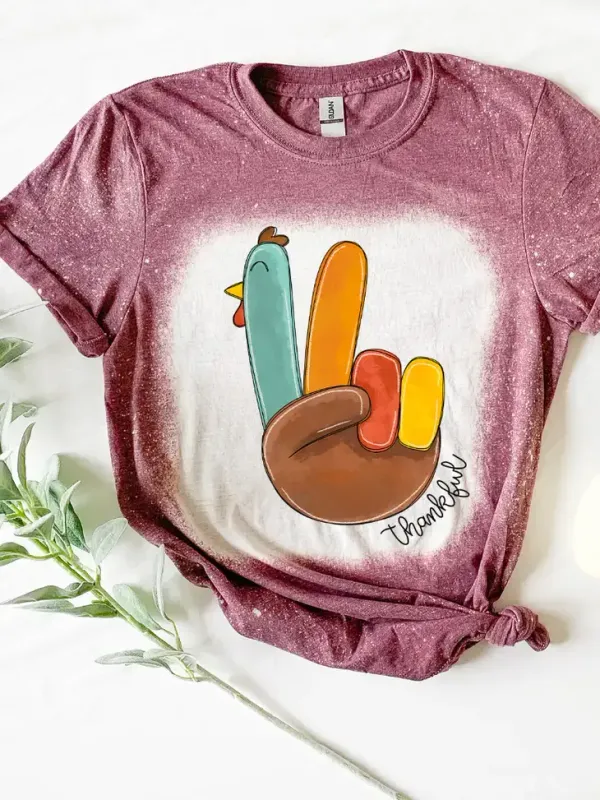 Thankful Turkey Hand Bleached Graphic Tee