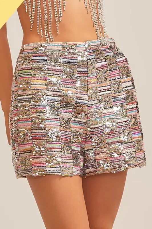 Unique Sequin and Tweed Shorts