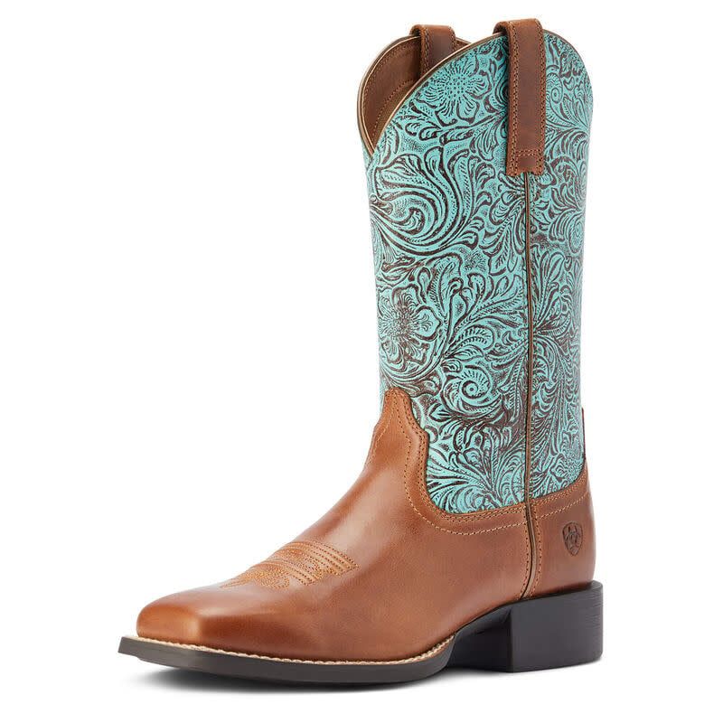 ARIAT WMS ROUND UP WST BDNO  TURQUOISE BOOTS