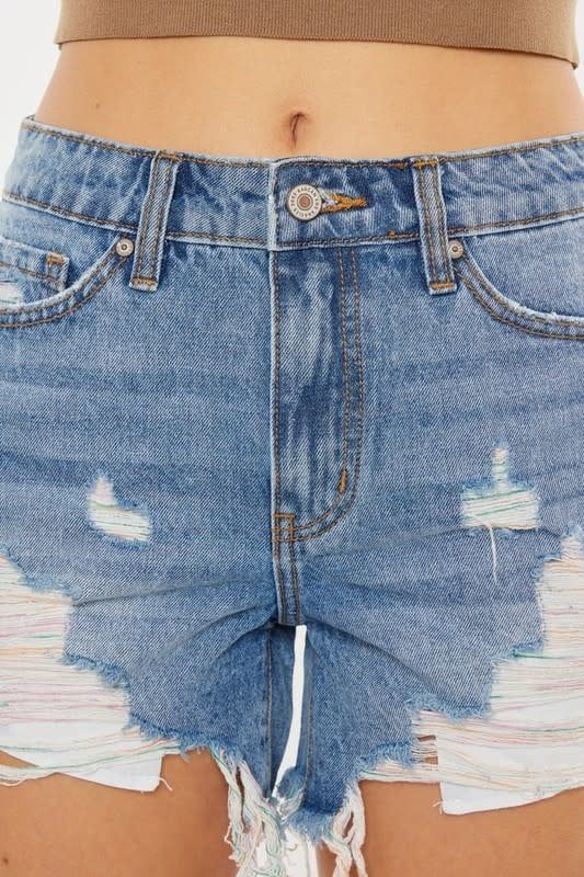 KanCan Hi-Rise Rainbow Thread Shorts