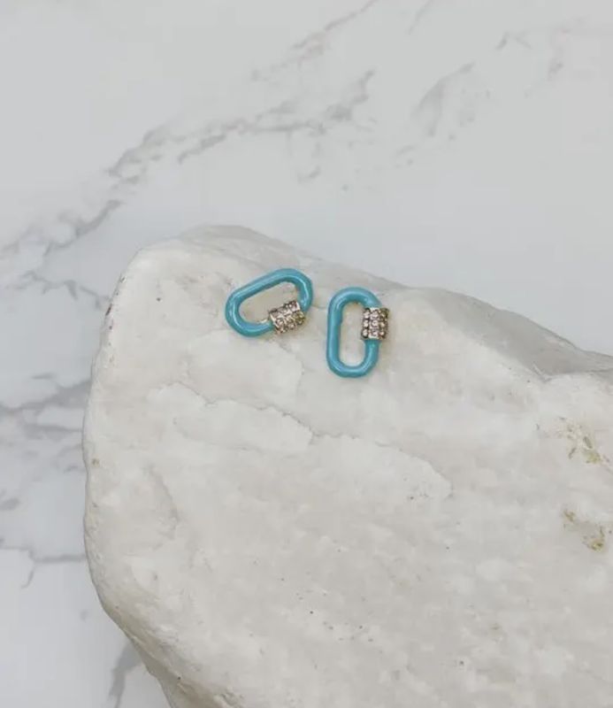 Glitzy Locked Link Enamel Earrings