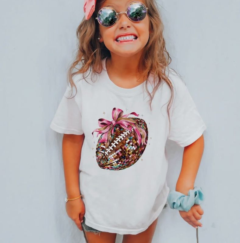 Youth Disco Coquette Football Graphic Tee Kids