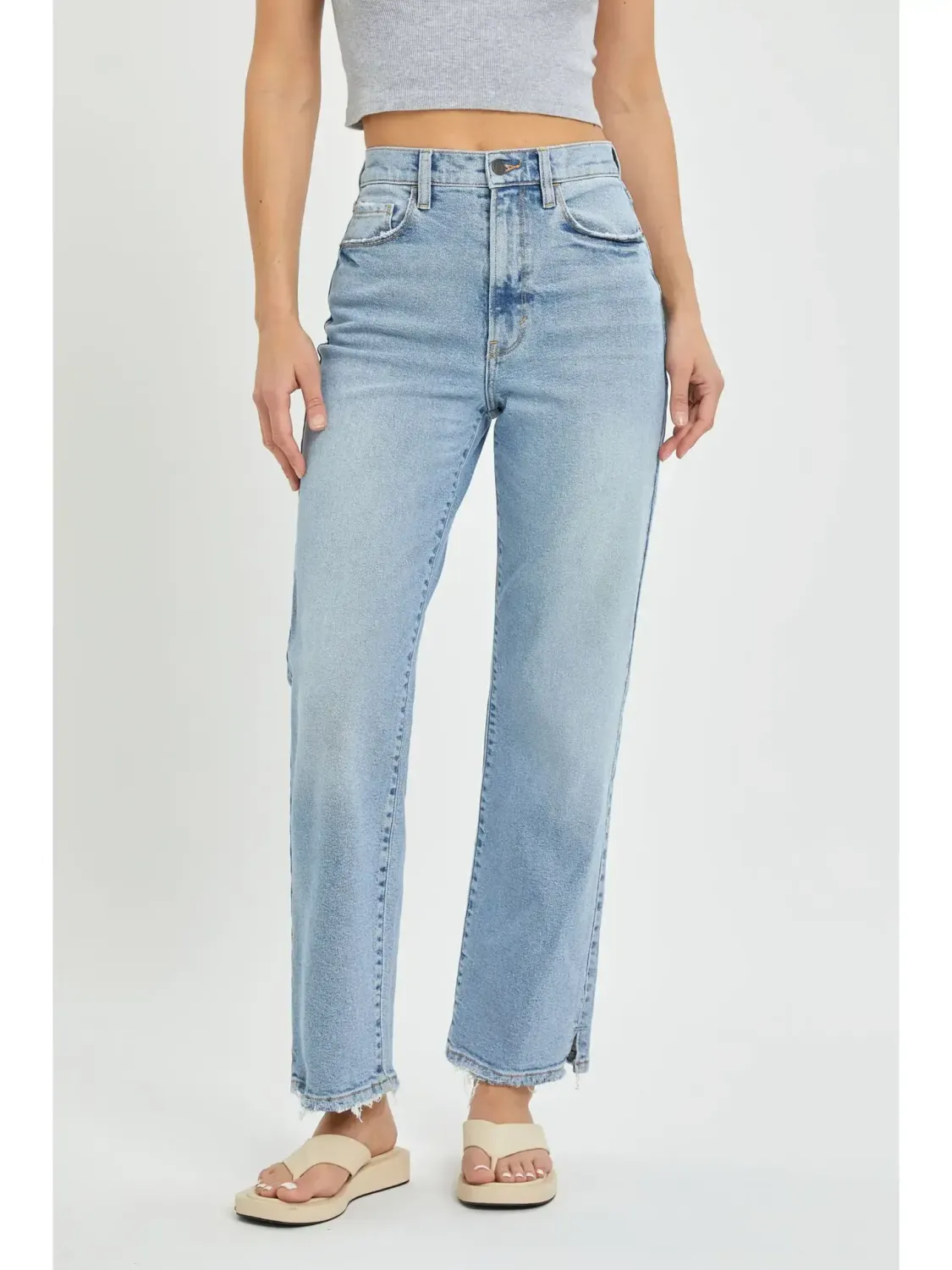 Super High Rise Dad Jean With Mini Slit