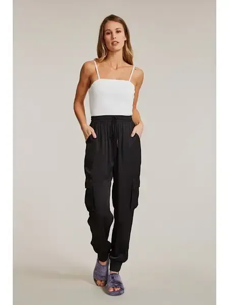 Textured Satin Cargo Pants