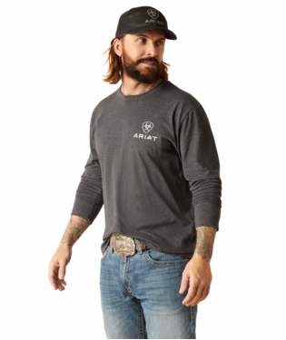 MENS ARIAT WOODEN FLAG LS TSHIRT