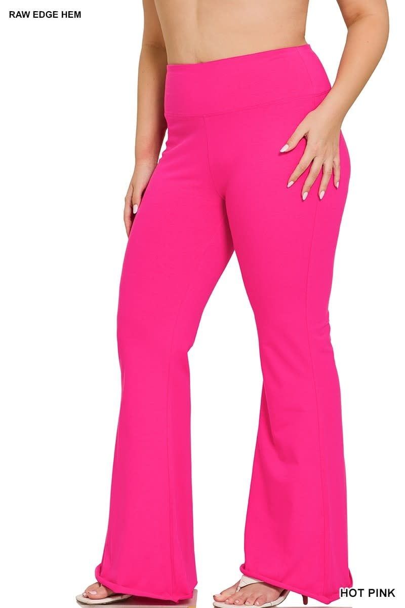 Raw Edge Hem Flare Yoga Pants Plus