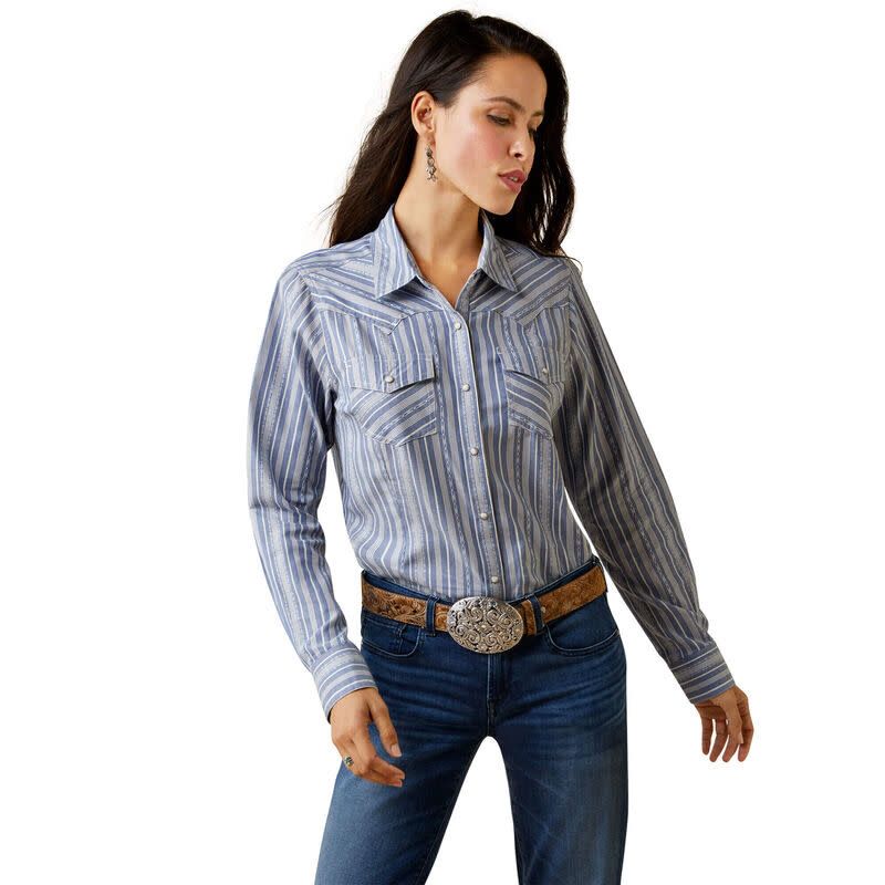 ARIAT WMS WINDWARD PEARL SNAP LS SHIRT DOBBY STRIPE