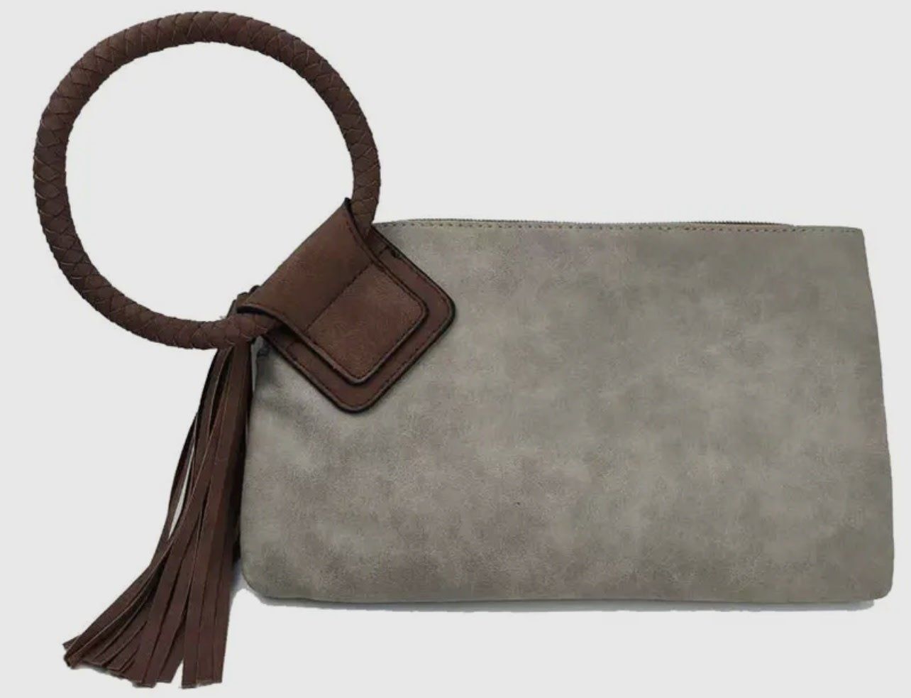 Designer Dupe Cuff Handle Tassel Wristlet Clutch