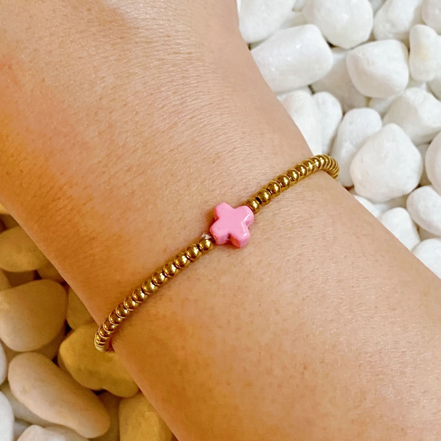 So Very Blessed | Designer Dupe Cross Bracelet, Color: Flamingo, Size: OS