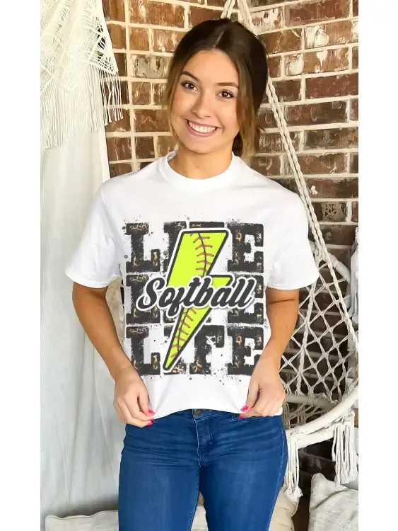 Softball Life Lightning Bolt T shirt