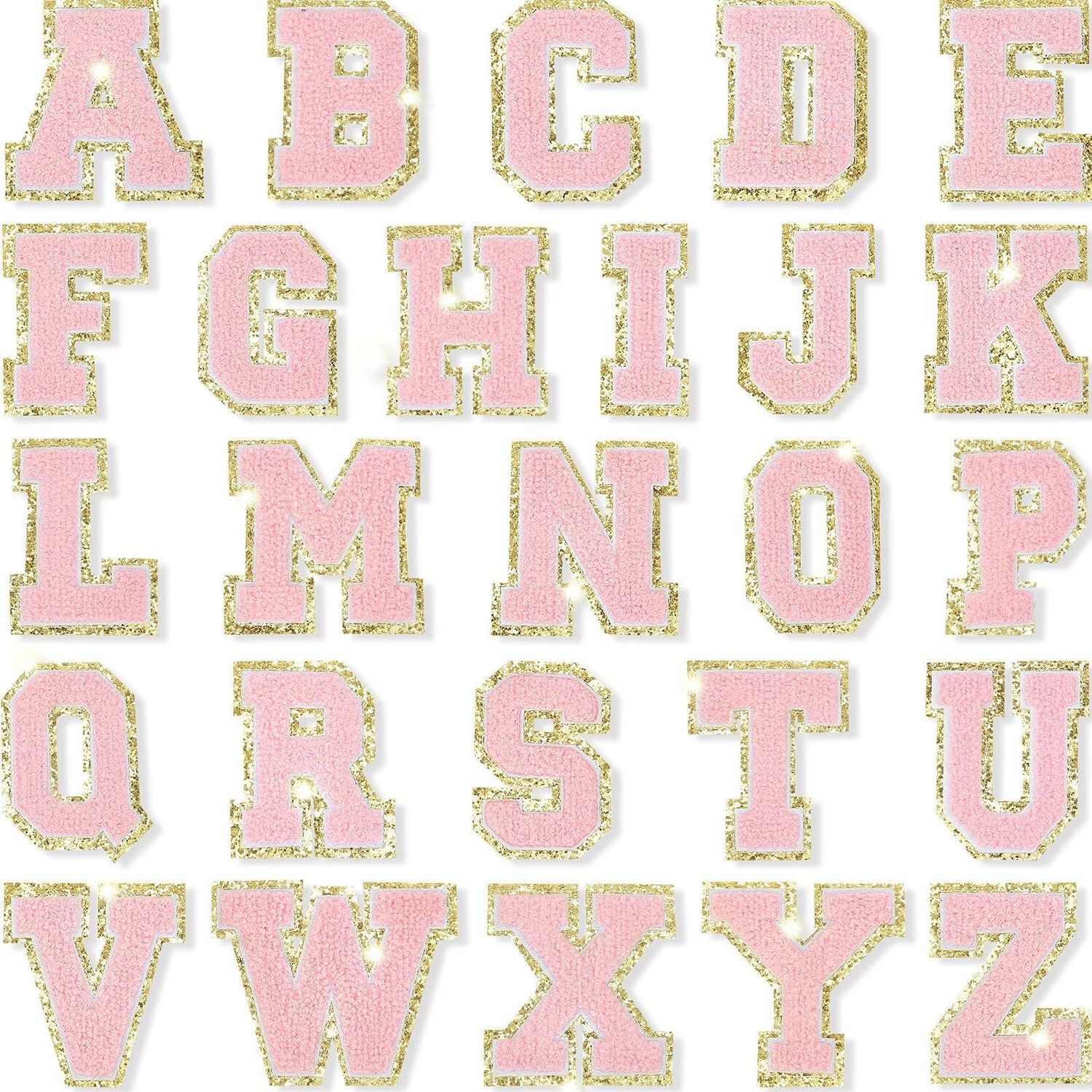 Pink Chenille Letter Patches 