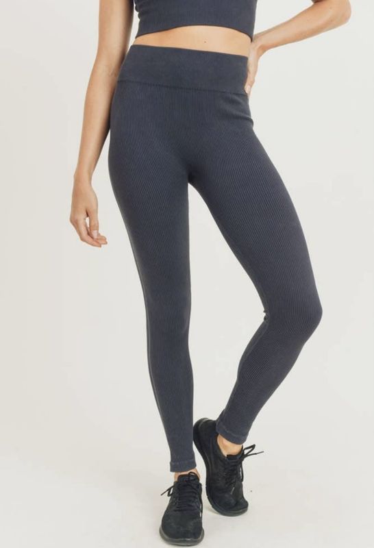 Mineral Wash Ribbed Essential Seamless High Waist Leggings