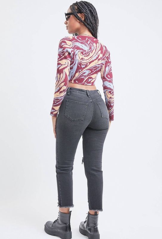 YMI Junior Hybrid Dream High-Rise Straight Jean with Fray Hem