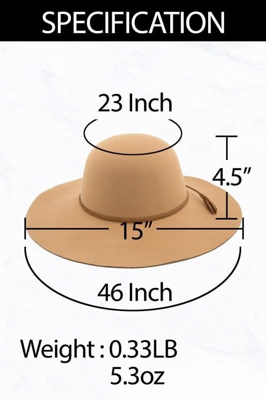 Wide Brim Felt Hat with Polka-dot Trim