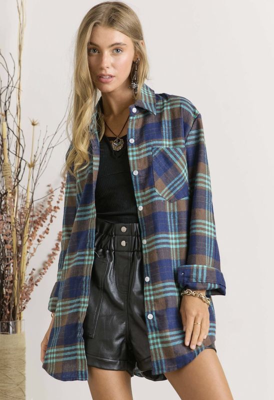 Plaid Flannel Button Down Shirt