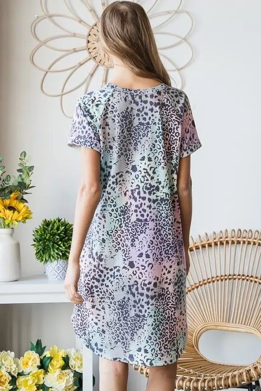Plus Size Multi Color Animal Print Mini Dress