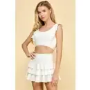Ribbed Ultra Soft Ruffle Cutout Crop Tank