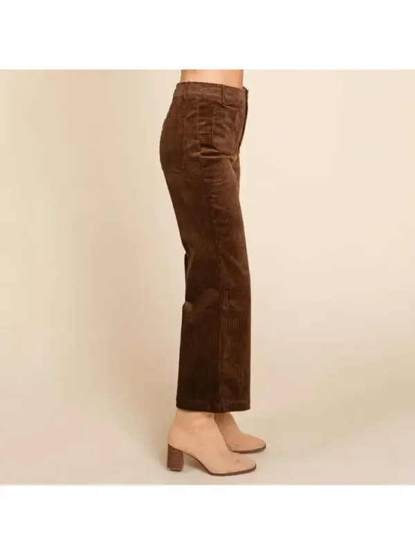 Corduroy Wide Leg High Rise Pants