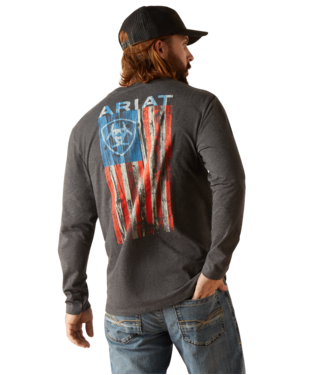 MENS ARIAT WOODEN FLAG LS TSHIRT