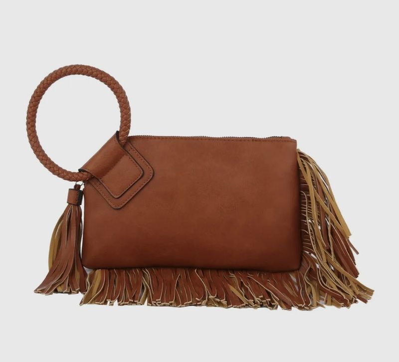 Fringe Soft Vegan Leather Wristlet/Clutch