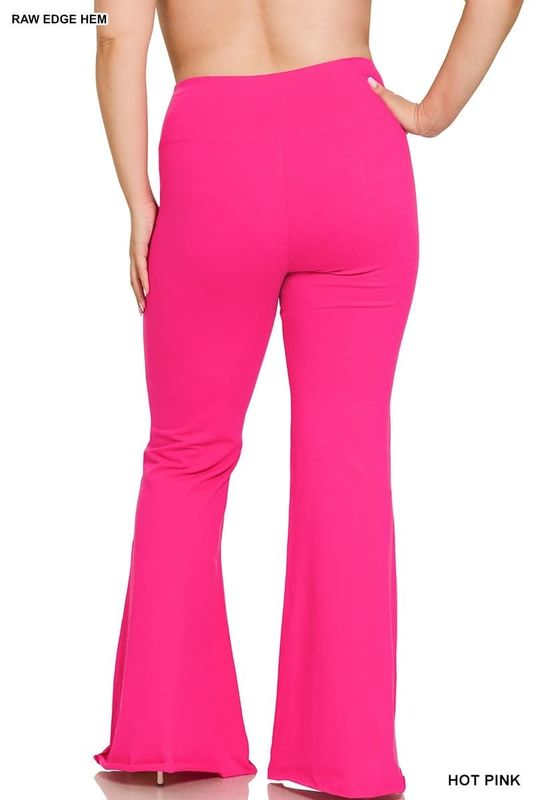 Raw Edge Hem Flare Yoga Pants Plus