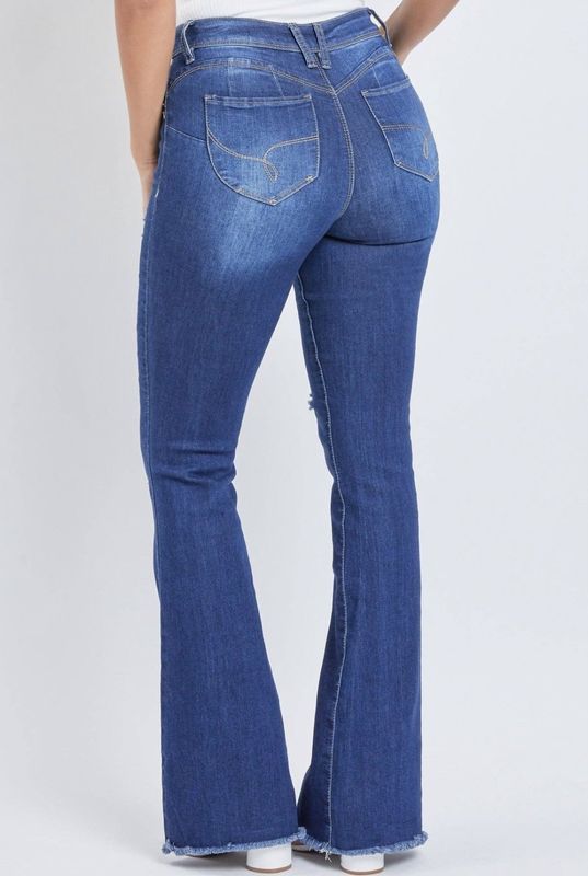 YMI Junio WannaBettaButt Hi-Rise Distressed Super Flare Jeans