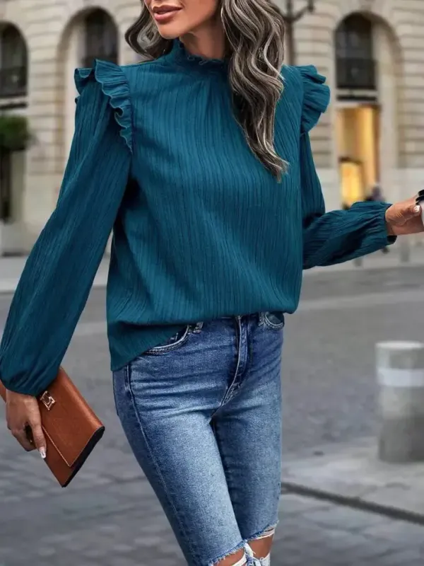 Standing Collar Patchwork Temperament Top