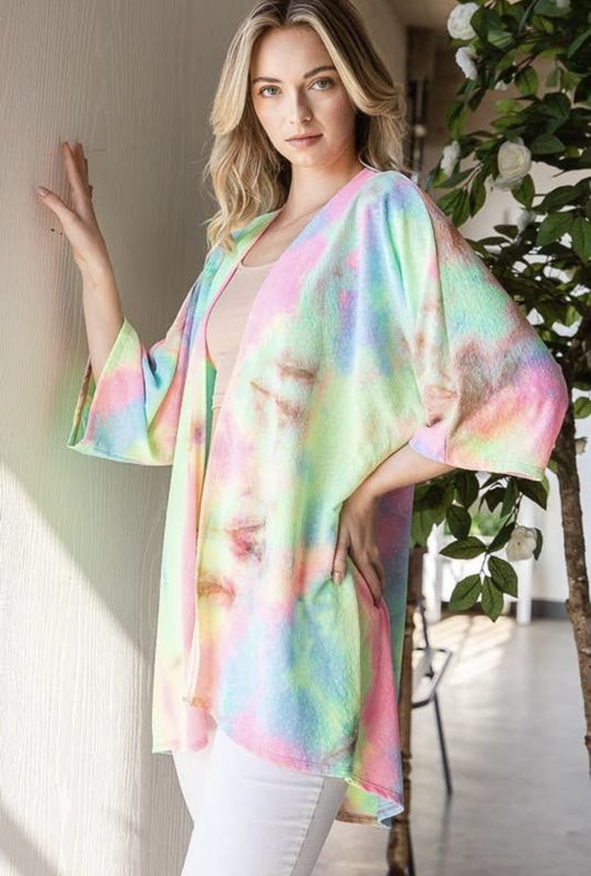 Tie Dye Open Kimono Cardigan