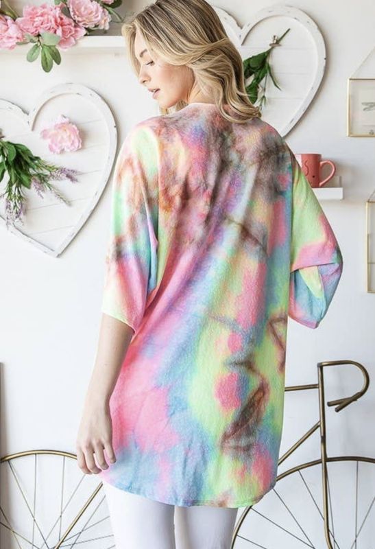 Tie Dye Open Kimono Cardigan