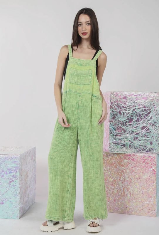 Mineral Washed Gauze Casual Comfy Jumpsuit