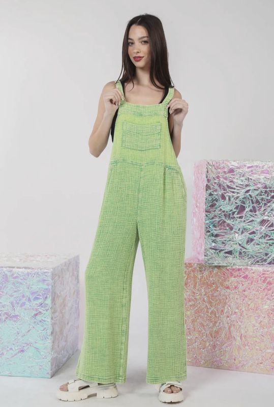 Mineral Washed Gauze Casual Comfy Jumpsuit