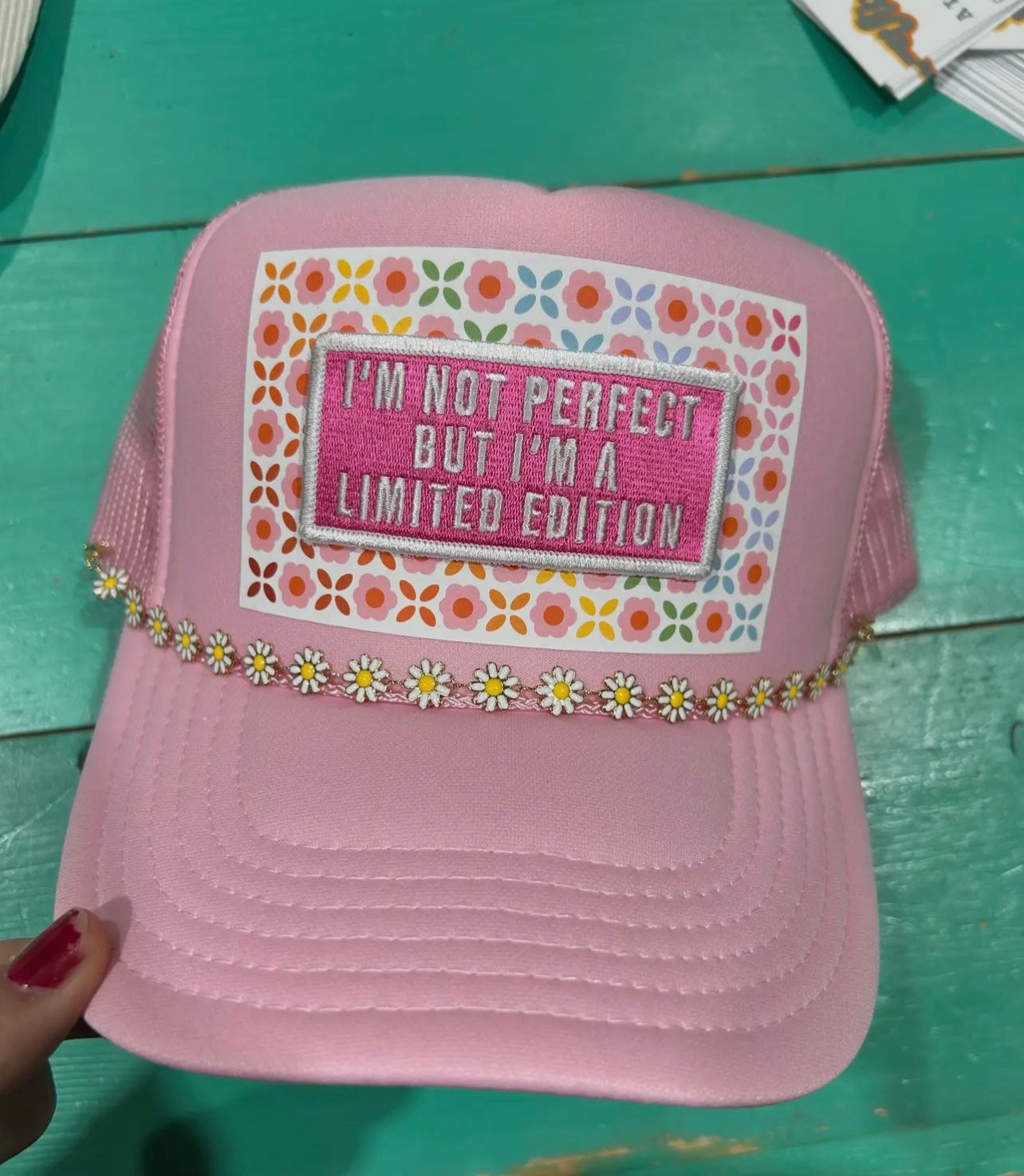Limited Edition Daisy Trucker Hat, Color: Soft Pink, Size: OS