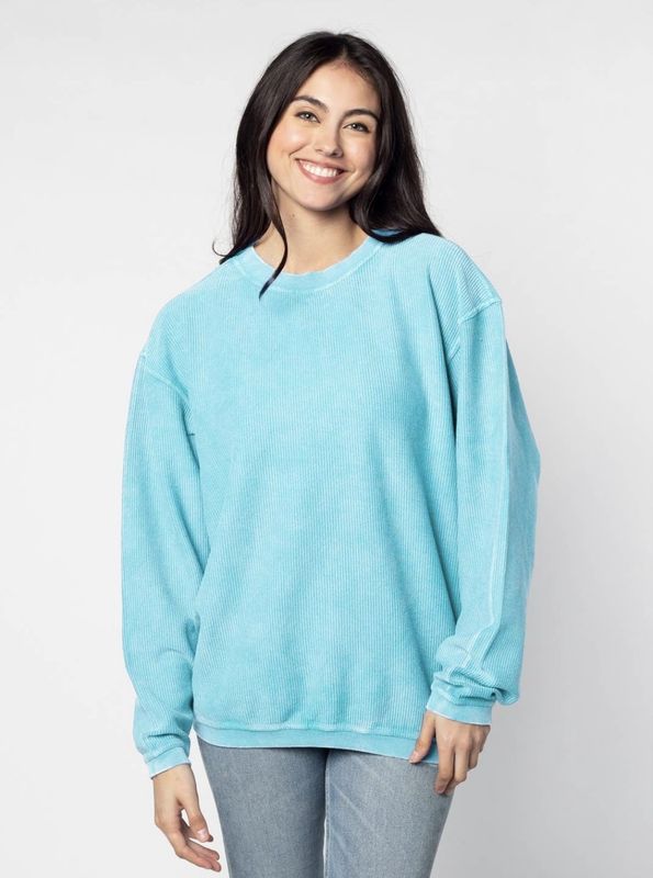 Mineral Wash Corded Oversized Crew Pullover