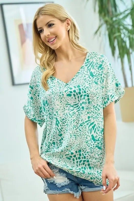 Wild Side Animal Print Satin Tunic Top